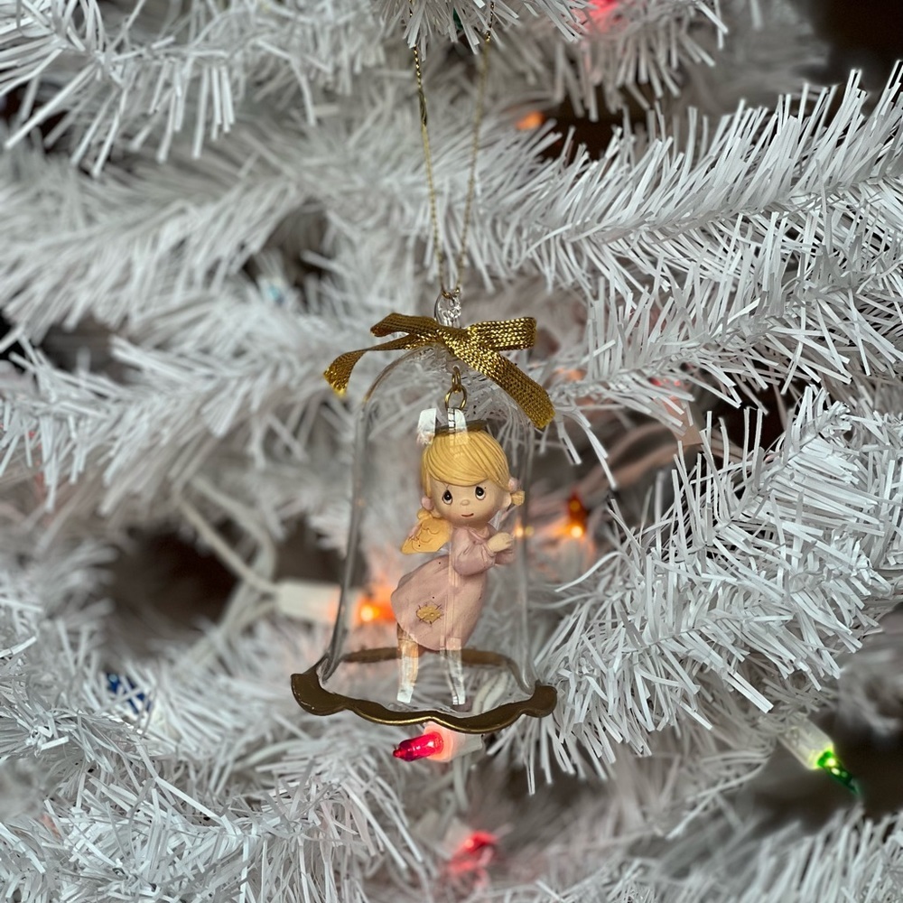 1994 Precious Moments Gold Glass Christmas Bell Ornament